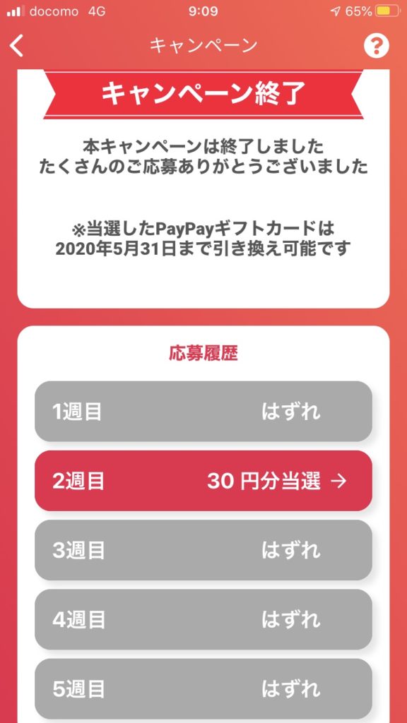 抽選結果・・・30円(泣)